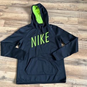 nike big logo hoodie Hooded Fleece Lined pullover dri fit size Small Black Green